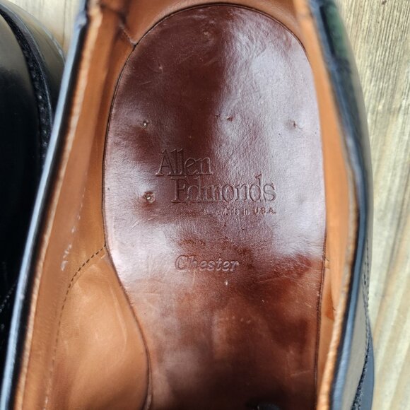 Allen Edmonds Chester Men's Size 9.5 Black Leather Brogue Oxfords Shoes - Picture 8 of 11